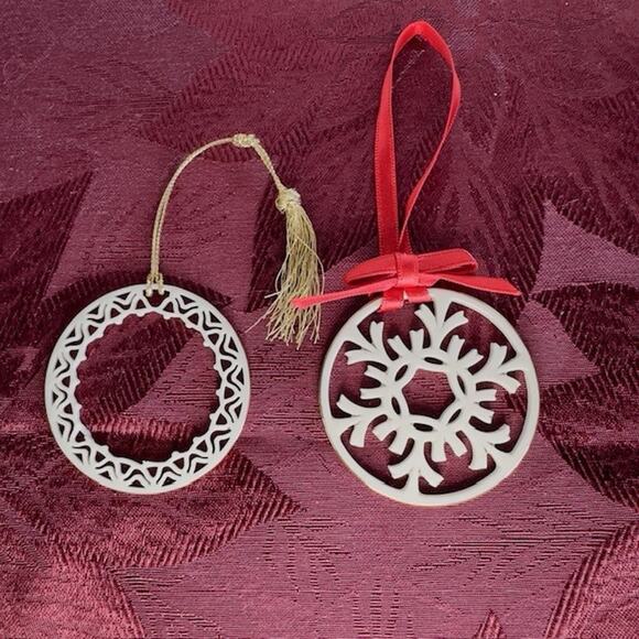 Lenox Porcelain Snowflake Ornament Silver Frost & Lenox Round Ornament Christmas - Picture 7 of 7